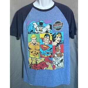 DC Comics Adult Justice League of America Blue Baseball T-shirt - M